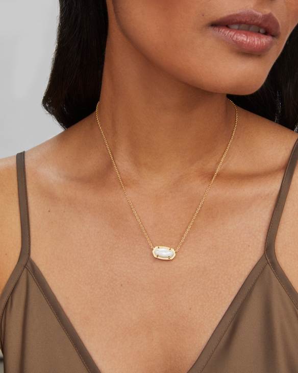 Elisa Gold Pendant Necklace in Ivory Mother-of-Pearl